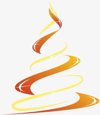 金色渐变造型圣诞树免抠