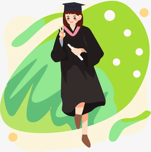 原创元素毕业季小女孩免抠