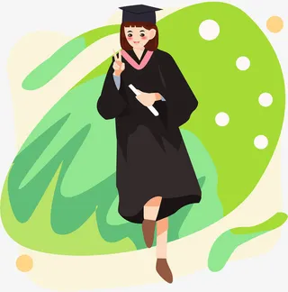 原创元素毕业季小女孩免抠