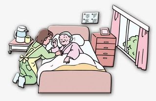 侍奉老人孝敬父母漫画素材免抠