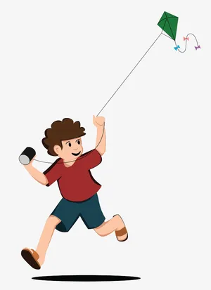 拉线放风筝的男孩免抠