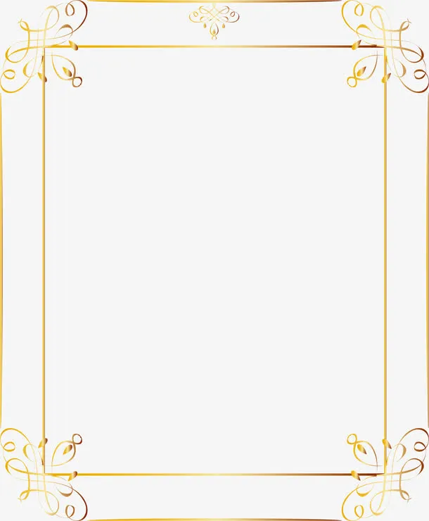 金色双层欧式边框免抠