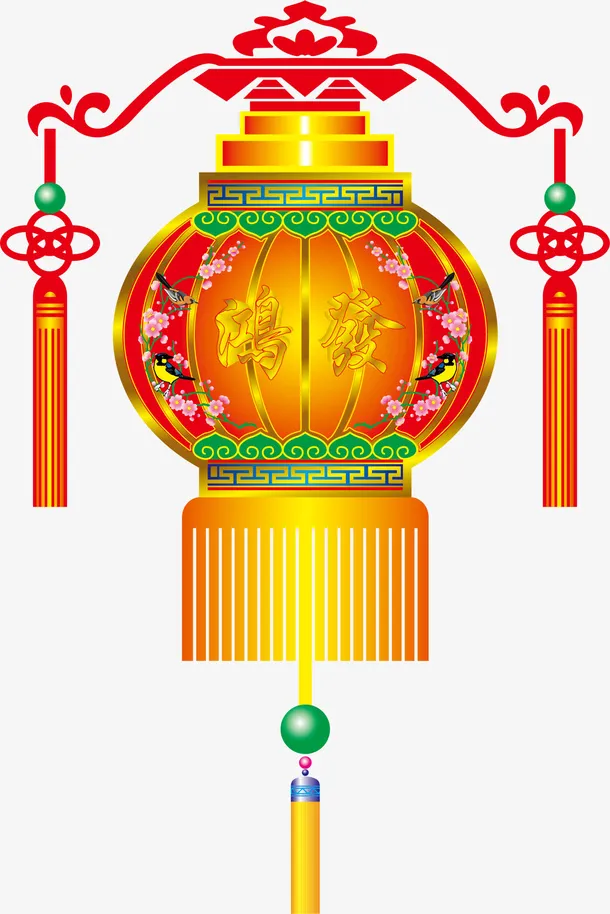 春节美丽红色灯笼免抠