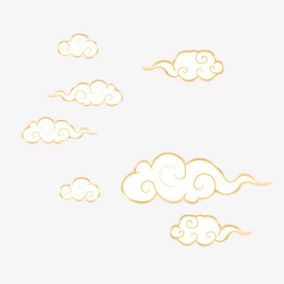 国潮风白色祥云免抠