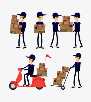 时尚卡通快递员免抠