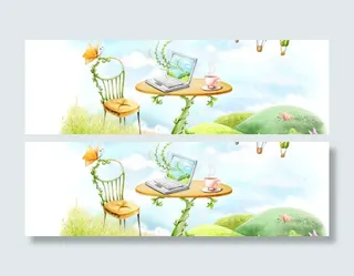 家居手绘banner背景