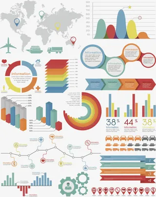 矢量彩色ppt元素免抠