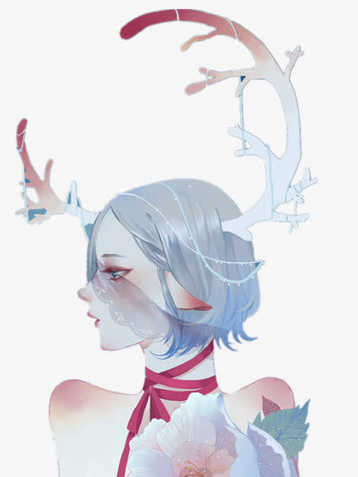 忧郁蒙面纱女生免抠
