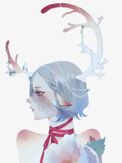 忧郁蒙面纱女生免抠