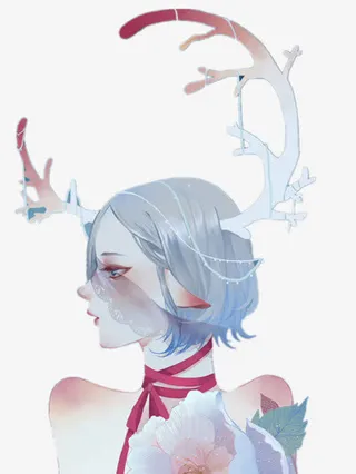 忧郁蒙面纱女生免抠