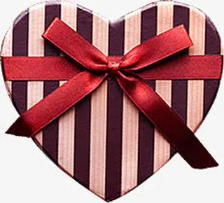 条纹爱心丝带礼盒免抠