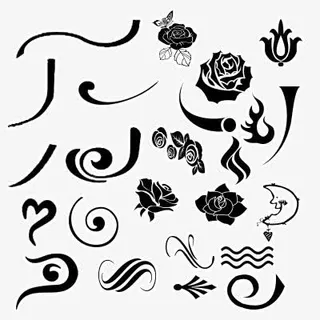 黑色花纹月亮装饰免抠