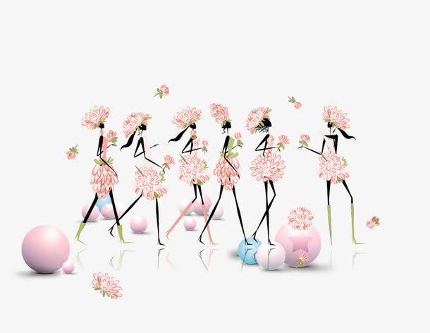 38女神节创意手绘女神免抠