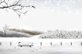 雪地里的长椅免抠