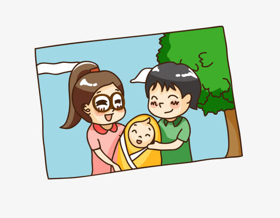 h5素材卡通一家人免抠