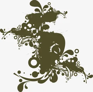 墨绿水墨晕染图案免抠