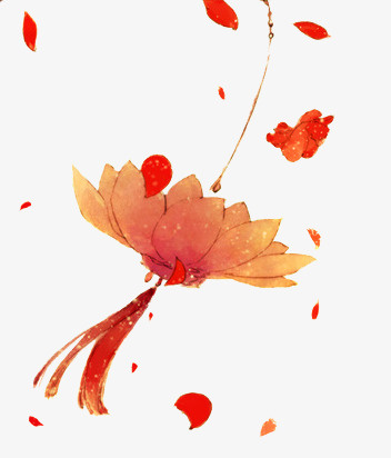 红色莲花灯笼免抠