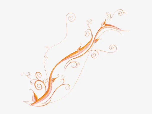 黄色树枝花纹免抠