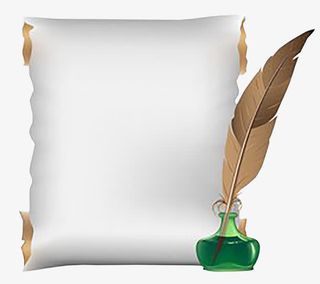 白纸信笺墨水免抠