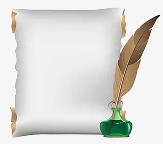 白纸信笺墨水免抠