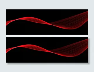 红色抽象线条几何简约banner高清