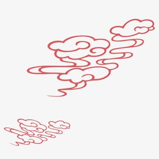红色线形云彩免抠