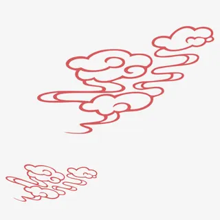红色线形云彩免抠