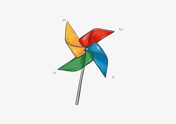 儿童节卡通童年风车免抠