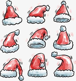 水彩圣诞帽免抠