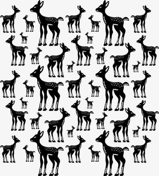 卡通手绘黑白小鹿图案免抠
