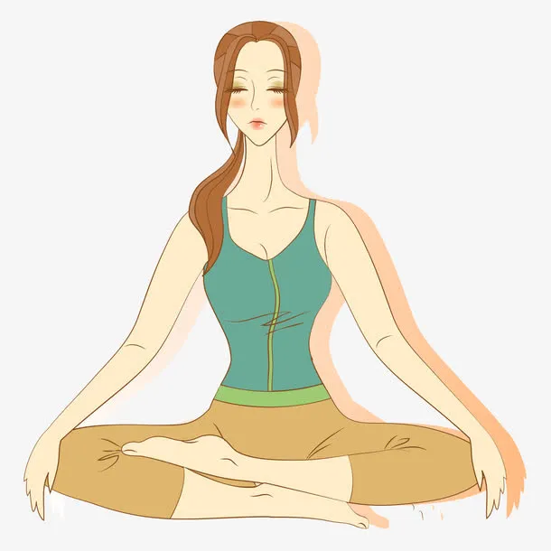 做瑜伽冥想的美女矢量插画免抠