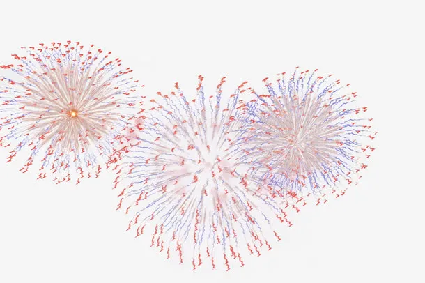 多个彩色烟花免抠