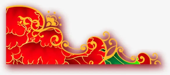 红色中国风祥云边框免抠