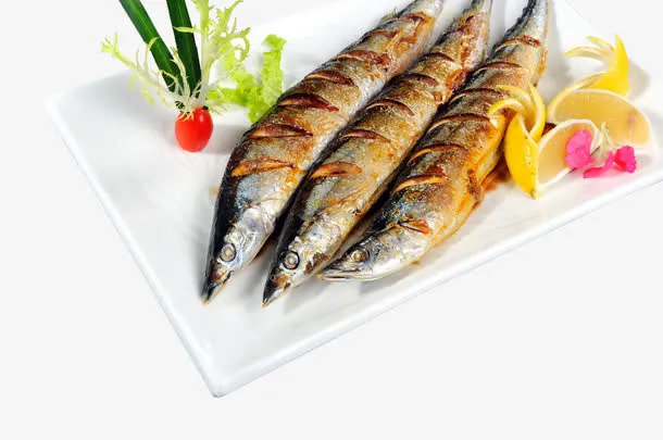 烧烤秋刀鱼素材免抠