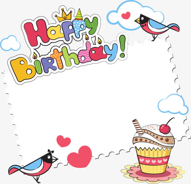 矢量蛋糕和小鸟字体免抠