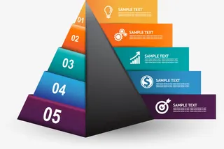 现代彩色分层次立体三棱锥图形免抠