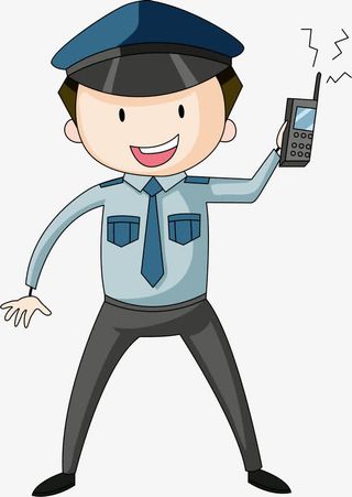 手拿对讲机的民警免抠