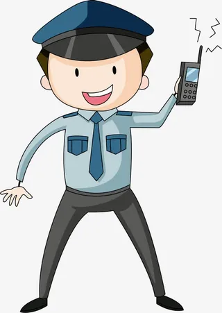 手拿对讲机的民警免抠