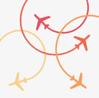 红色飞机路线免抠