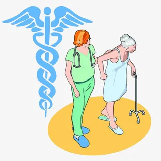 扶着老人走路免抠