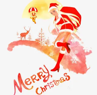 圣诞女孩元素免抠