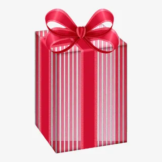 打着红色蝴蝶结的条纹礼盒免抠