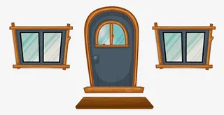 卡通简约中式木门免抠