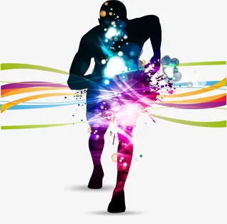 创意七彩线条运动员矢量素材免抠