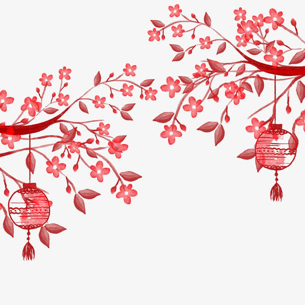 手绘中国风灯笼免抠