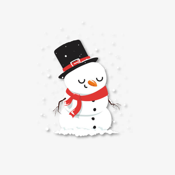 手绘卡通可爱闭眼雪人免抠