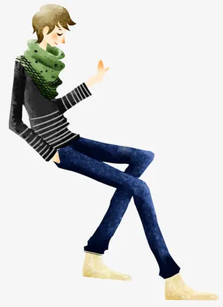 手绘卡通人物男孩子免抠