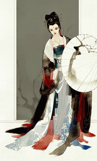 彩绘风格女生高清合成效果免抠