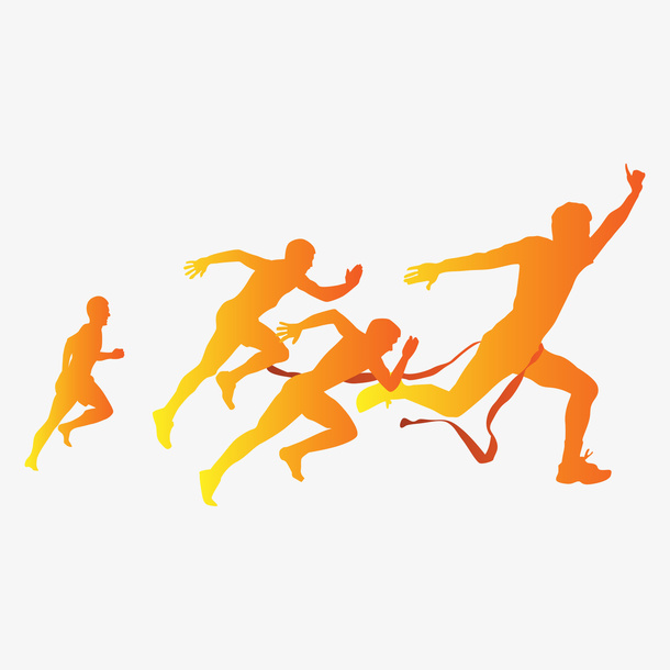 运动会马拉松剪影免抠