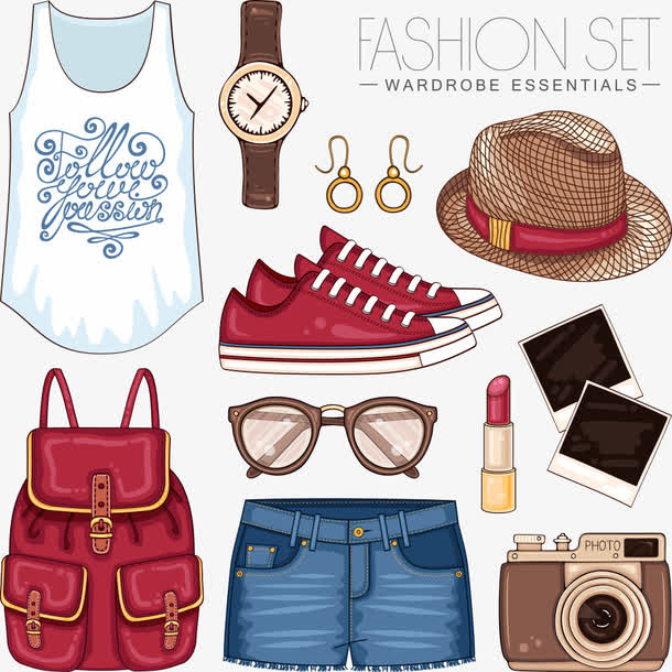 矢量卡通夏日女装免抠